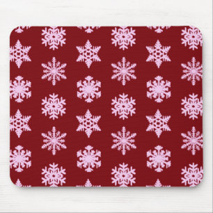 Tapis De Souris Snowflakes Ikat - Vin Bourgogne et rose