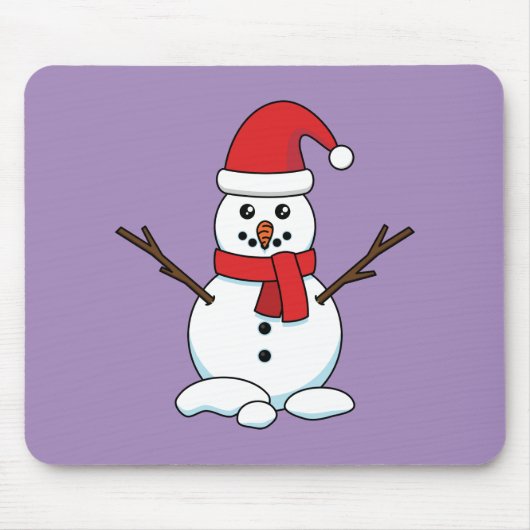 Tapis De Souris Snowman avec Bonnet rouge et Écharpe (Devant)