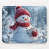 Tapis De Souris Snowman Avec Chocolat Chaud (Devant)