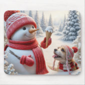 Tapis De Souris Snowman Avec Cône De Crème Glaciaire (Devant)