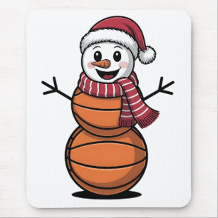 Tapis De Souris Snowman Basketball Noël Amateurs de sport
