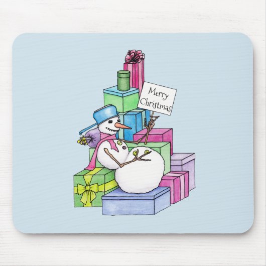 Tapis De Souris Snowman chahut sur les cadeaux (Devant)