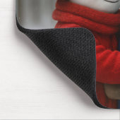 Tapis De Souris Snowman Couple Hugging in Winter Forest (Coin)