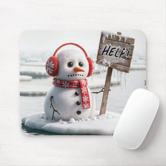 Tapis De Souris Snowman Fondu Sur Flotte De Glace Avec Panneau D'A (Avec souris)