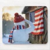 Tapis De Souris Snowman Saluting an American Flag (Devant)