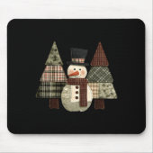 Tapis De Souris Snowman Trees Patchwork Plaid Trees Rustic Christm (Devant)