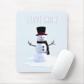 Tapis De Souris Snowman with hat and scarf. I Love Snow (Avec souris)