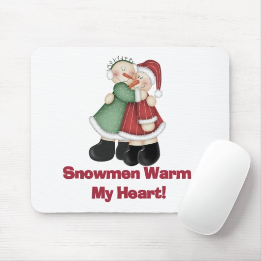 Tapis De Souris Snowmen réchauffe mes T-shirts et cadeaux de coeur (Avec souris)