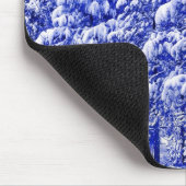 Tapis De Souris Snowscape bleu, conifère, Co (Coin)