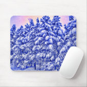 Tapis De Souris Snowscape bleu, conifère, Co (Avec souris)