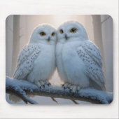 Tapis De Souris Snowy Owls On a Winter Branch (Devant)