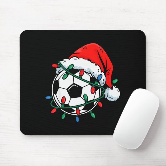 Tapis De Souris Soccer Ball Santa Hat Xmas Funny Christmas Soccer (Avec souris)