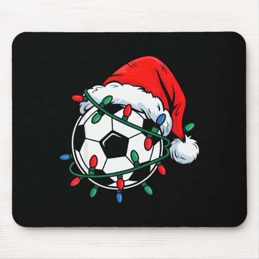 Tapis De Souris Soccer Ball Santa Hat Xmas Funny Christmas Soccer (Devant)