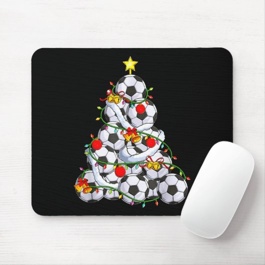 Tapis De Souris Soccer Christmas Tree Ball Santa Hat Funny Xmas So (Avec souris)