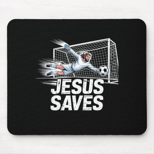 Tapis De Souris Soccer Goalie Goalkeeper Jesus Saves Christian Soc (Devant)