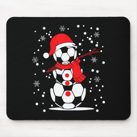 Tapis De Souris Soccer Santa Hat Snowman Xmas Funny Soccer Lover C (Devant)