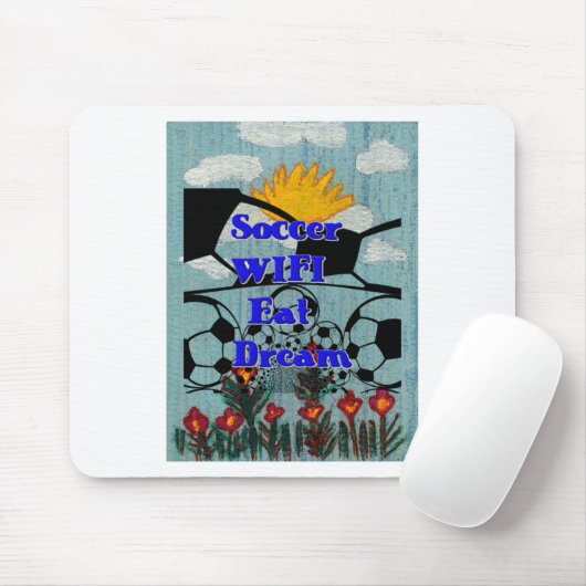 Tapis De Souris Soccer WIFI Manger Rêve - Sport amusant Art Imprim (Avec souris)