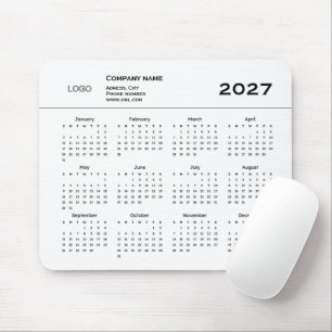 Tapis De Souris Société de logo simple 2027 url annuel blanc