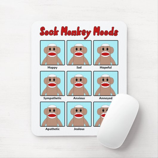 Tapis De Souris Sock Monkey Moods Mousepad (Avec souris)