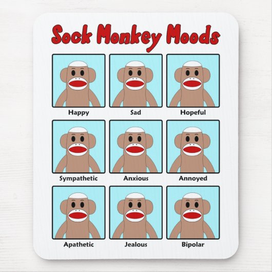 Tapis De Souris Sock Monkey Moods Mousepad (Devant)