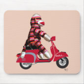 Tapis De Souris Sock Monkey sur Red Moped (Devant)