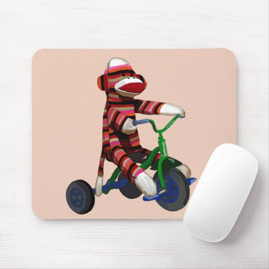 Tapis De Souris Sock Monkey Tricycle (Avec souris)