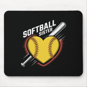 Tapis De Souris Soeur de softball Vie Fastpitch Coeur Avec Graphiq