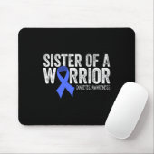 Tapis De Souris Soeur d'un guerrier T1D Diabetic Blue Ribbon Suppo (Avec souris)