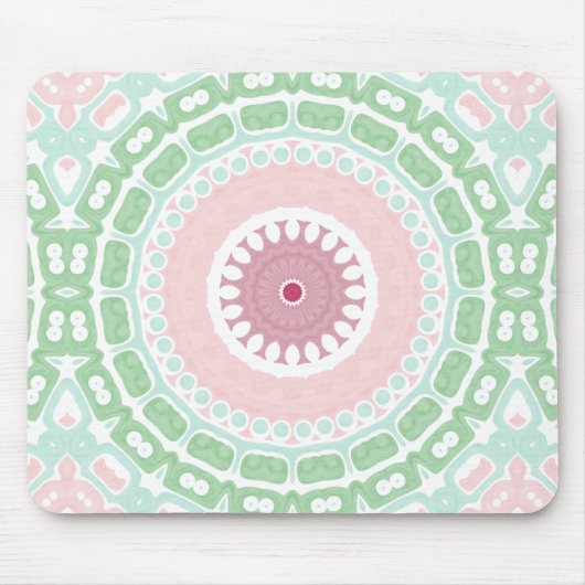 Tapis De Souris Soft Green and Blush Mandala Pattern (Devant)
