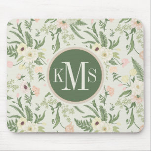 Tapis De Souris Soft Mint Green Garden Motif
