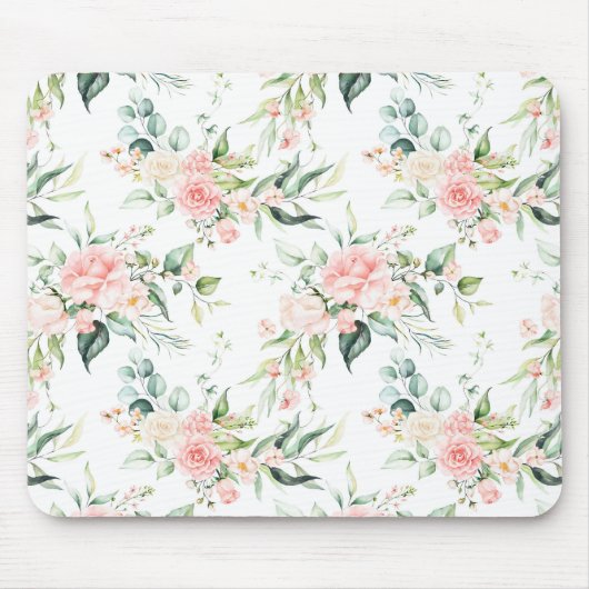 Tapis De Souris Soft Pastel Rose Rose Flower Motif (Devant)