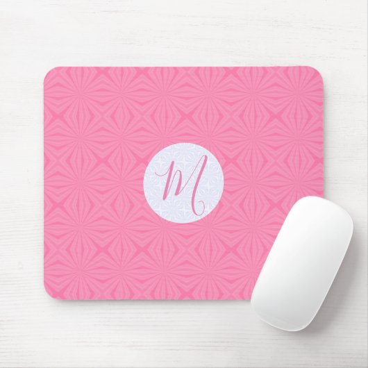 Tapis De Souris Soft Pink Squiggly Squares Personalized Initial (Avec souris)