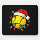 Tapis De Souris Softball Ball Santa Hat Christmas Softball Xmas Li (Devant)