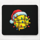 Tapis De Souris Softball Ball Santa Hat Christmas Softball Xmas Li (Devant)
