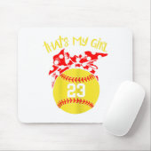 Tapis De Souris Softball Chignon Décoiffé C'est Ma Fille #23 Maman (Avec souris)
