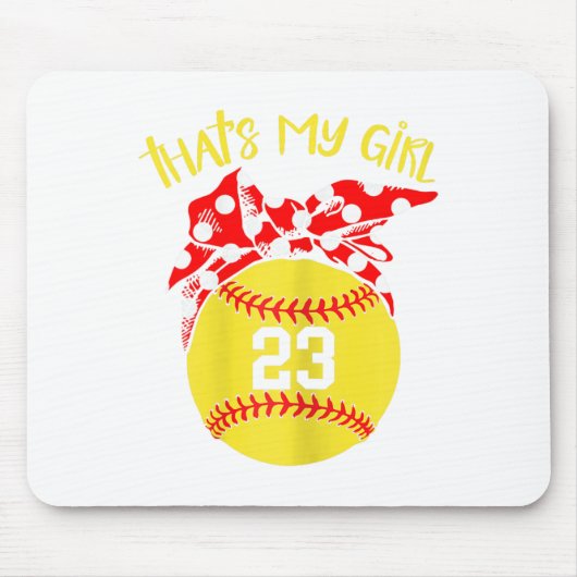 Tapis De Souris Softball Chignon Décoiffé C'est Ma Fille #23 Maman (Devant)