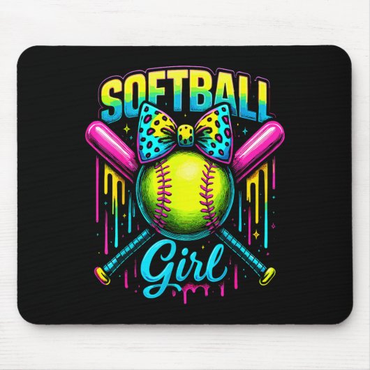 Tapis De Souris Softball Girl Drip Funny Softball Player (Devant)