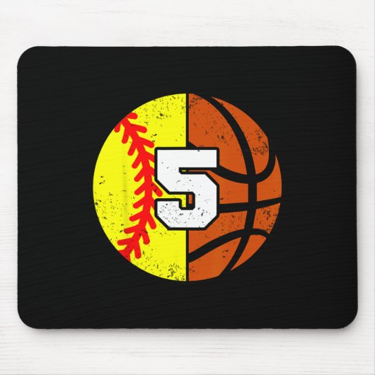 Tapis De Souris Softll Sketll Number 5 Jersey Funny 5th Birthday (Devant)