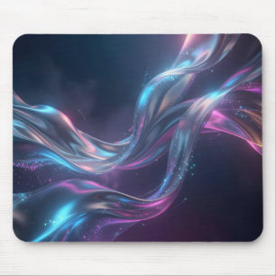 Tapis De Souris Soie Fluorescente Céleste Flux Lumineux Abstrait C