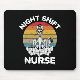 Tapis De Souris Soirée amusante Shift Nurse Skeleton Halloween RN