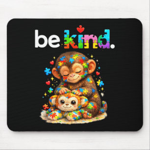 Tapis De Souris Sois gentil, frappe le singe puzzle coloré autisme