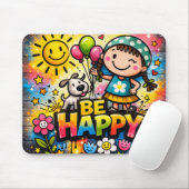Tapis de Souris Sois Heureux (Avec souris)