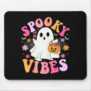 Tapis De Souris Soky Vibes Fantôme Rétro Groovy Halloween Femme Fi