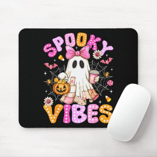 Tapis De Souris Soky Vibes Ghost Retro Groovy Halloween Women Girl (Avec souris)
