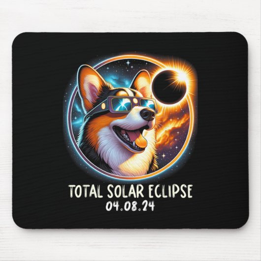 Tapis De Souris Solaire Eclipse Corgi Porter des lunettes Animaux  (Devant)