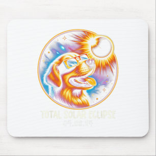 Tapis De Souris Solaire Eclipse Golden Retriever Portant des lunet