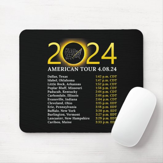 Tapis De Souris Solar Eclipse 2024 American Tour 2024 Totality Tot (Avec souris)