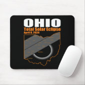 Tapis De Souris Solar Eclipse 2024 State Ohio Map Total Solar Ecli (Avec souris)