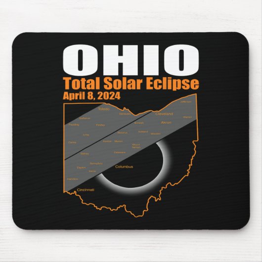 Tapis De Souris Solar Eclipse 2024 State Ohio Map Total Solar Ecli (Devant)