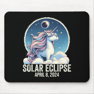 Tapis De Souris Solar Eclipse 2024 Unicorne Portant des lunettes 8